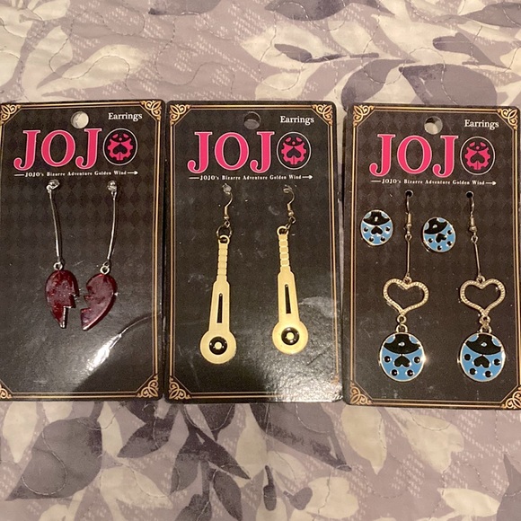 JJBA Earrings - Polnareff, Bucciarati and Giorno (SOLD) - Picture 1 of 4